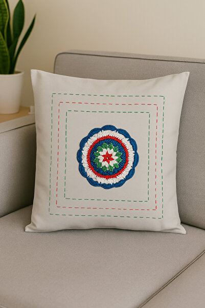 MADE BY ALİSHA Hand Knitted Detail Decorative Cushion