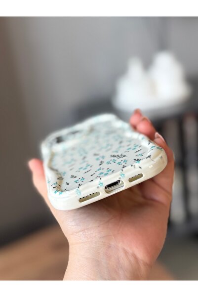 MİRAZ TASARIM Iphone 13 pro max blue flowery ecru case