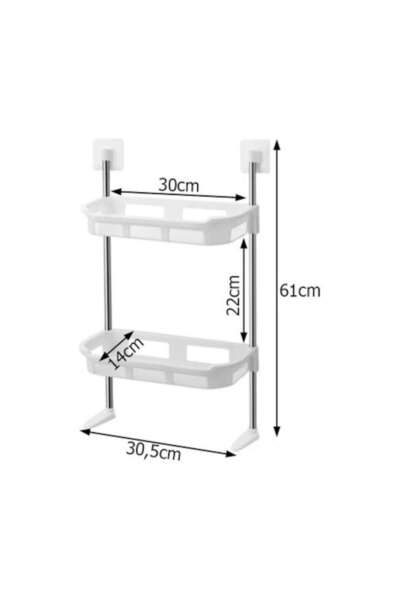 Others Raft de baie deasupra toaletei, cu 2 niveluri, alb, oțel inoxidabil și plastic ABS, 61x30 cm