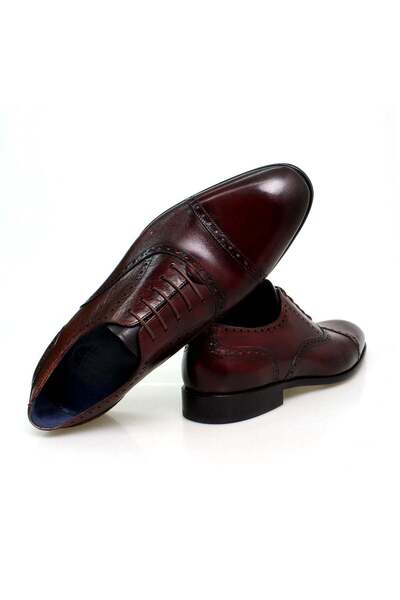 FRANCO CALVANI Bordo Color Lace-Up Genuine Leather Men's Shoes