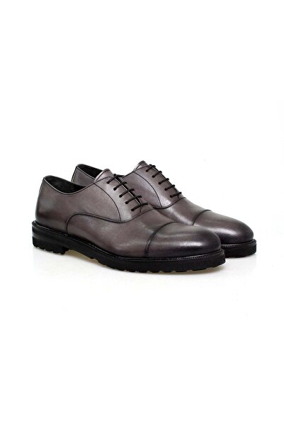FRANCO CALVANI Gray Color Lace-Up Genuine Leather Men's Shoes