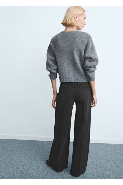 MANGO Woman Yüksek bel wide leg jean pantolon