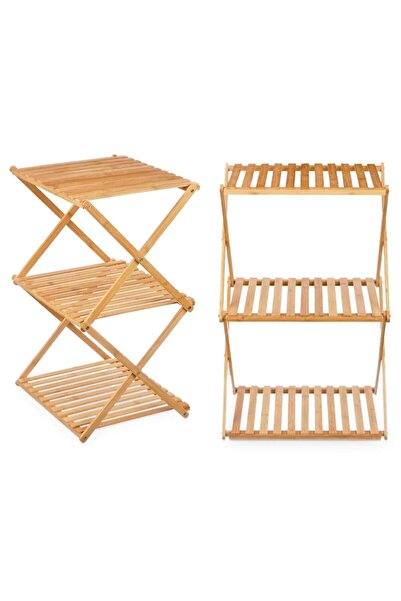GIFTDECO GIFTDECOR Folding Bamboo Shelf, 3 Shelves, 33.5 x 40 x 62 cm,