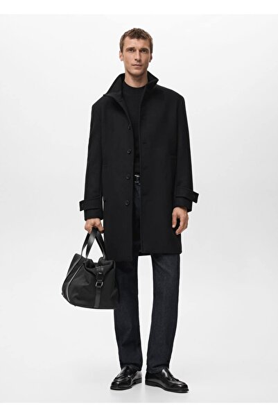 MANGO Man Dik yaka yün palto