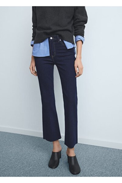 MANGO Woman Sienna flare crop jean pantolon