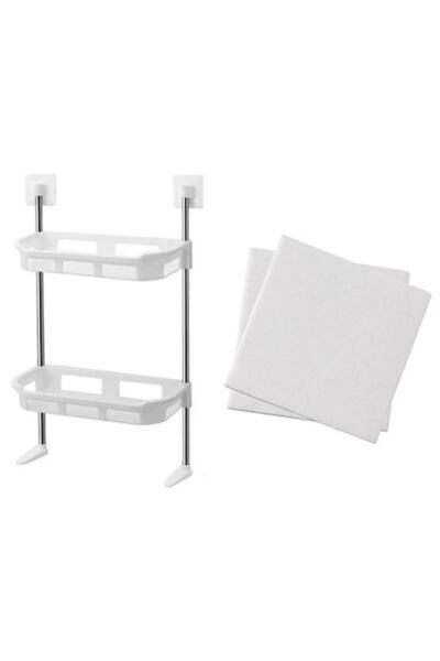 Others Raft de baie deasupra toaletei, cu 2 niveluri, alb, oțel inoxidabil și plastic ABS, 61x30 cm