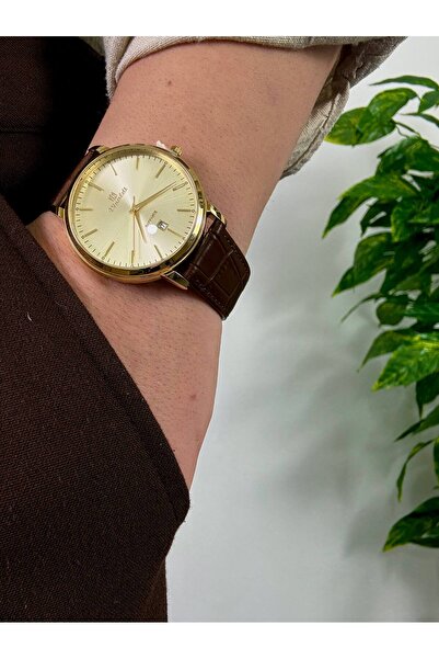 Arvens Vintage White Dial Brown Men's Wristwatch Stainless Steel Case Leather Band Sturdy Does Not Lose Color