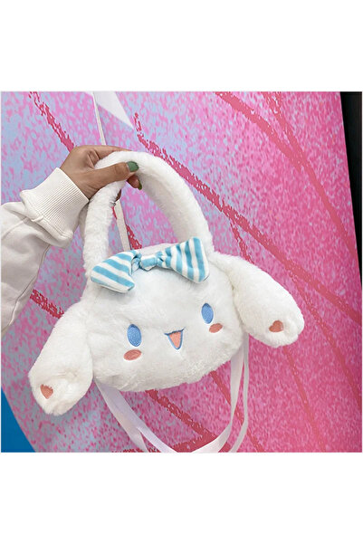 OEM Geantă pufoasă cu scorțișoară pentru fete, model Kawaii cu urechi 3D și fundă, 25x20 cm