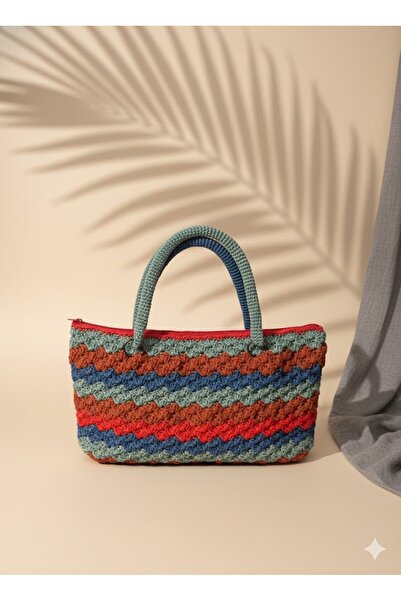 EFLİNS Bag Colorful Hand Knitted Macrame