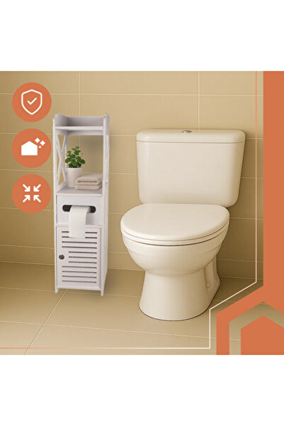 OEM Mini Dulap de Baie cu Suport Hartie Igienica, Usi Decorative, Alb, Design Compact, 80 x 21 cm