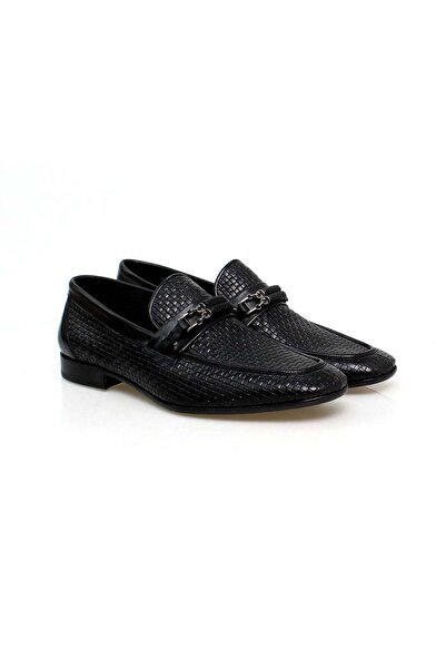 FRANCO CALVANI Black Color Laceless Khaki Leather Knitted Men's Shoes