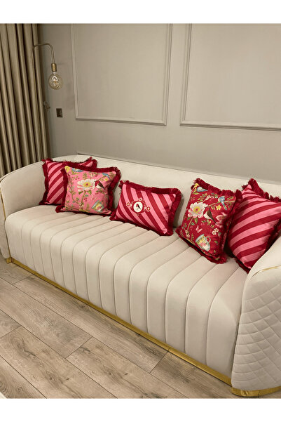 Daniel Home Design Premium |   Love Birds Pink Series Tasseled 5-Piece Throw Pillow Cover Set