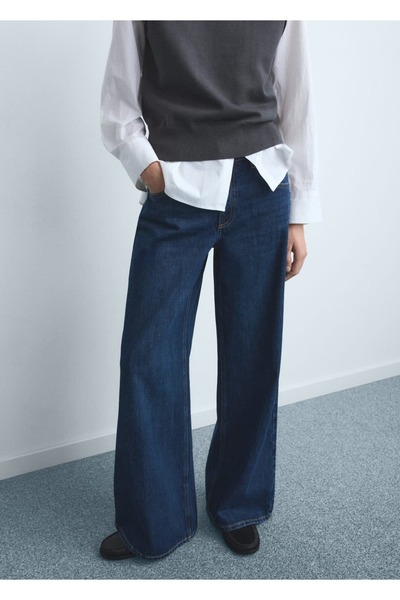 MANGO Woman Wide leg düşük belli jean pantolon