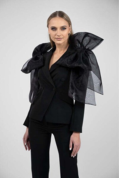 Monarh Design Εντυπωσιακό σακάκι με μεγάλους φιόγκους από οργαντίνα