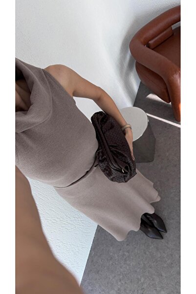 HAZELANNA Asymmetrical Skirt Stone Two-Piece Set