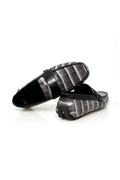 FRANCO CALVANI Gray Color Laceless Genuine Leather Men's Shoes