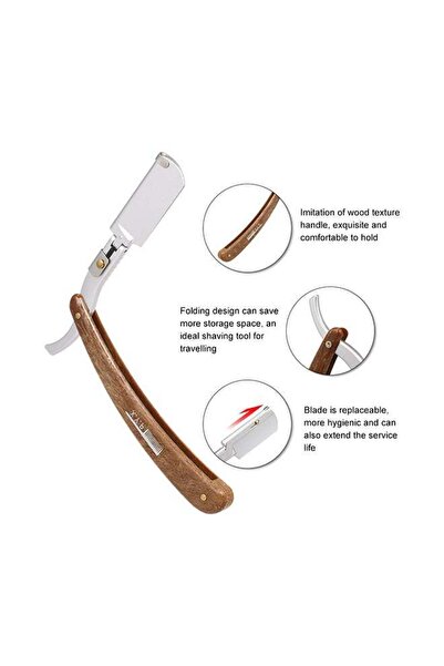 Generic Professional Straight Edge Foldable Manual Shaving Razor Silver/Brown 18x2x4cm