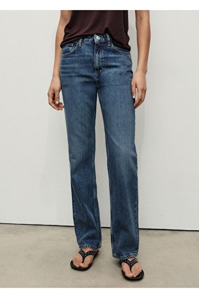 MANGO Woman Matilda yüksek belli düz kesim jean pantolon