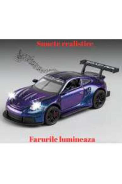 OEM Porsche GT3 RS Metal Car, Sounds and Lights, Moving Doors, Pull-Back, 16cm, Blue