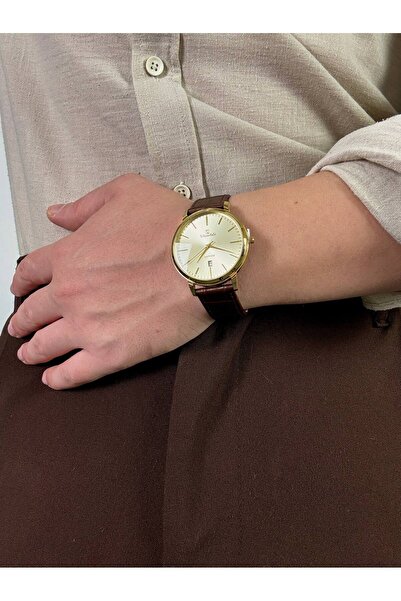 Arvens Vintage White Dial Brown Men's Wristwatch Stainless Steel Case Leather Band Sturdy Does Not Lose Color