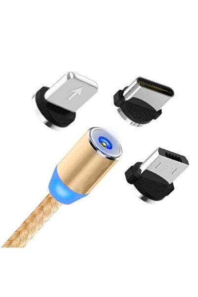 TrendyLux Cablu Magnetic 3-în-1 pentru iPhone, USB-C și Micro-USB – 1 m