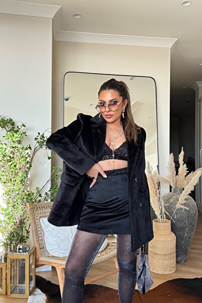 Sohotique By P Fur Effect Blazer Jacket Black