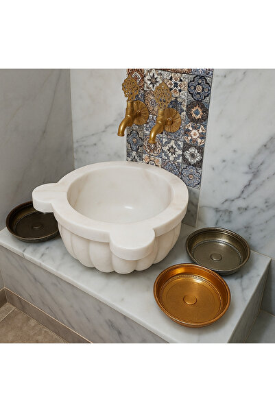 Belle Vie beyaz hamam Kurrası gerçek taş Afyon beyazı hamam kurna