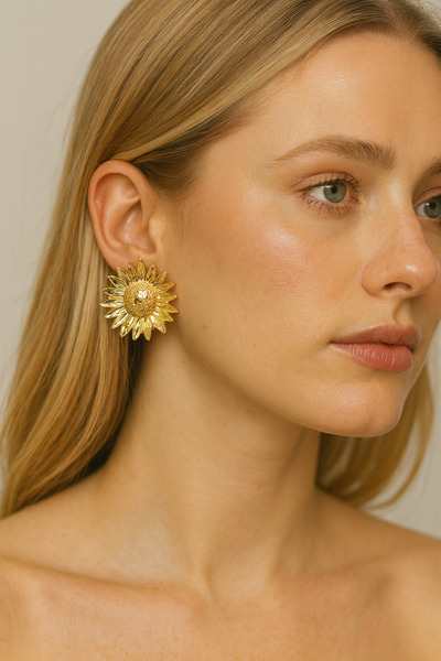 MRK Women's Daisy Flower Big Flower Earrings