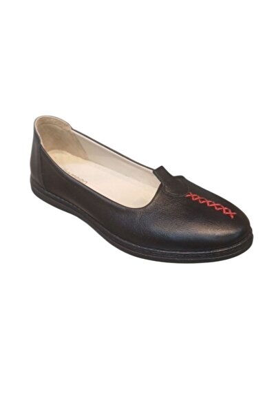 AKSESUARIM Women's Genuine Leather Ballerina Comfort Casual Shoes