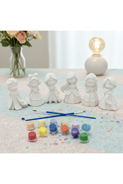 adanaçiçekliatölye 6 FARKLI PRENSES HEYKEL BOYAMA ETKİNLİK SETİ PAMUK PRENSES...