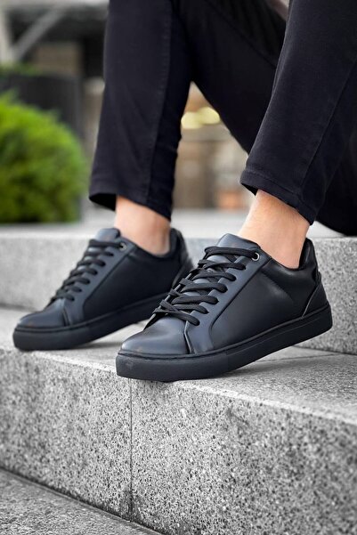 Lucy Shoes Yg-Bx1 Men's Casual Lace-Up Leather Sports Sneaker Shoes Cst - Black