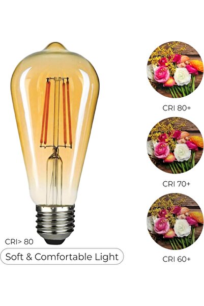 HYX Pixelights LED Vintage Edison Bulb, 6W, E27 ST64 Golden, 2700K, 600 lm (Pack of 6)