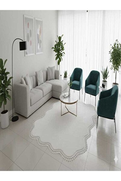 ALTUN CARPET МОДЕРЕН ПЛЮШЕН КИЛИМ С ПОМПОНИ И РАНГИЛИ, С НЕПЛЪЗГАЩА СЕ ОСНОВА...
