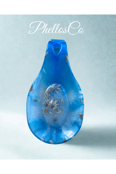 Phellos Suport pentru lingură cu tematică de mare și scoici, suport decorativ pentru lingură, design special pentru lingură.