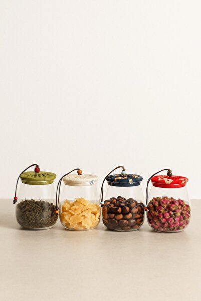 LeylArt Set of 4 Natural Glass Jars 650 ml