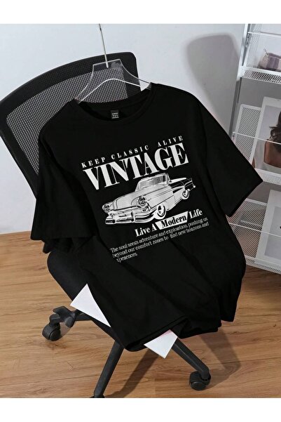 EYMORA TRICOU CU MÂNECĂ SCURTĂ CU DESIGN IMPRIMAT MAȘINĂ VINTAGE
