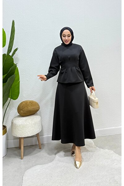 modasusev Puf Scuba Fabric Double Skirt Set