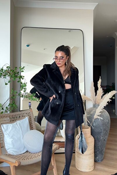 Sohotique By P Fur Effect Blazer Jacket Black