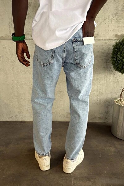 MADZEYMODA Men's Boyfriend Fit Blue Denim Ripped Detail Jean Jeans Mz389