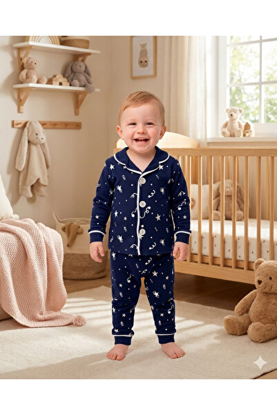 Bebelove Kız/Erkek Bebek Kırmızı Boydan Düğmeli Pijama Takımı