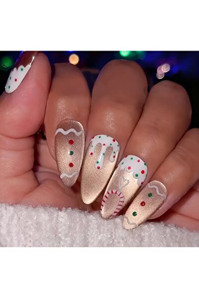 PİRAYE AKSESUAR 24'lü Kedi Gözü Detaylı Yılbaşı Tırnak Seti