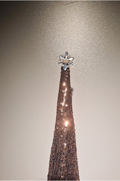 Handmade Decorative conical Christmas tree, special model, black, decorated with gold sequins and stone, 45X12 cm