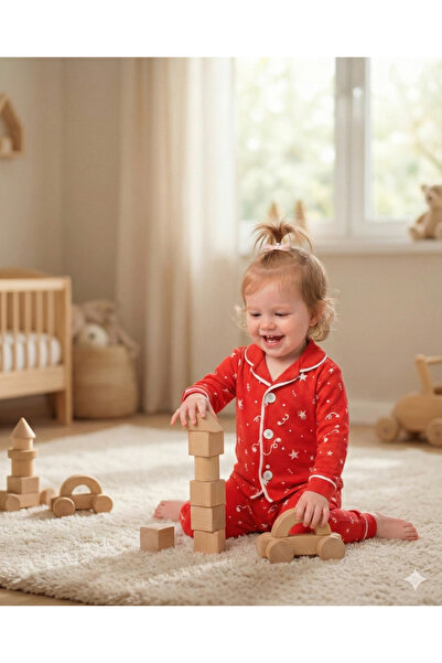 Bebelove Baby Girl/Boy Red Buttoned Pajama Set