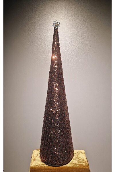 Handmade Decorative conical Christmas tree, special model, black, decorated with gold sequins and stone, 45X12 cm