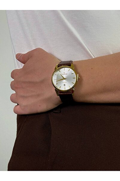 Arvens Vintage White Dial Brown Men's Wristwatch Stainless Leather Band Sturdy Steel Case Does Not Lose Color