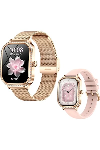 OEM Women's Smartwatch with 2 Straps (Metal & Cream Silicone), 1.75” HD Touch