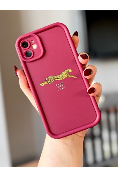 MİRAZ TASARIM حافظة حماية من الصدمات لهاتف آيفون -12- بنمط الفهد باللون الأحم...