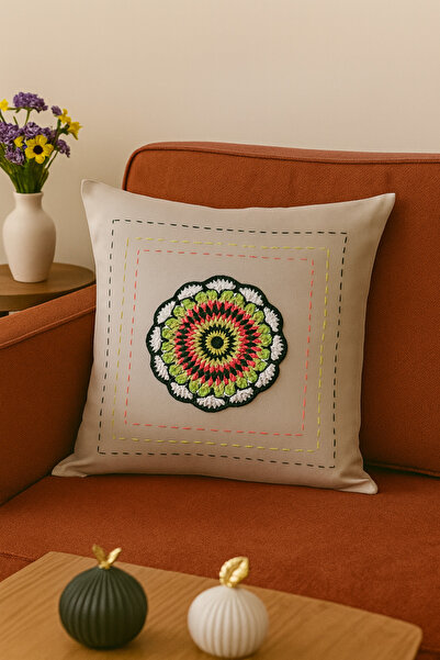 MADE BY ALİSHA Hand Knitted Detail Decorative Cushion