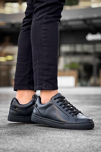 Lucy Shoes Yg-Bx1 Men's Casual Lace-Up Leather Sports Sneaker Shoes Cst - Black