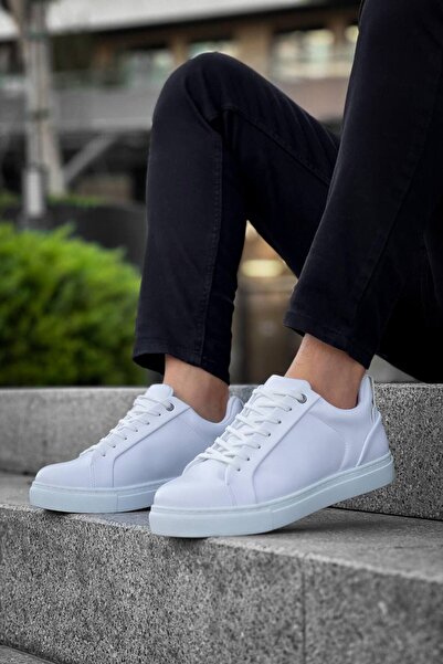 Lucy Shoes Yg-Bx1 Men's Casual Lace-Up Leather Sports Sneaker Shoes Cbt - White